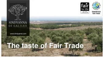 The taste of Fair Trade  Who is Sindyanna? Sindyanna of Galilee is a fair-trade, non- profit