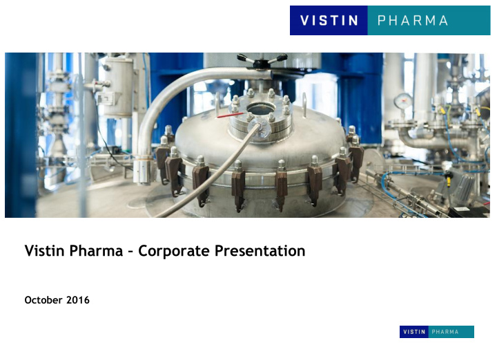 vistin pharma corporate presentation