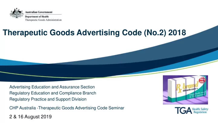 therapeutic goods advertising code no 2 2018