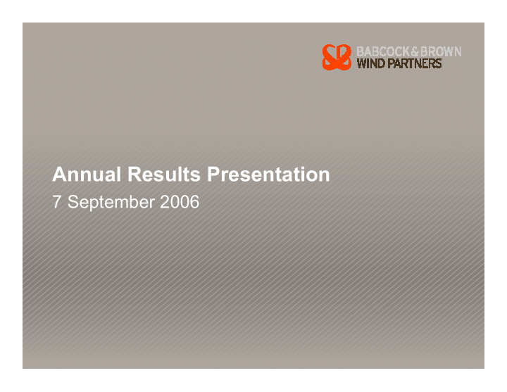 annual results presentation