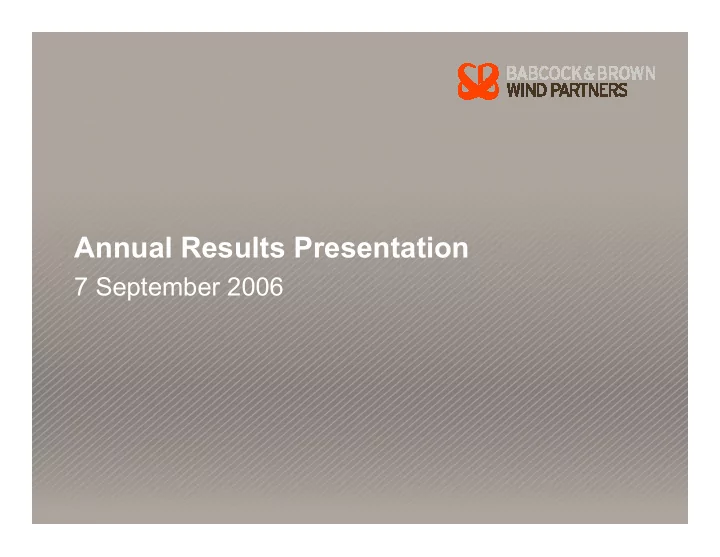 annual results presentation