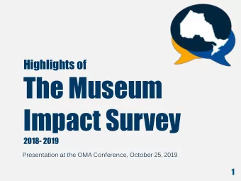 Highlights of  The Museum  Impact Survey  2018- 2019  Presentation at the OMA Conference, October