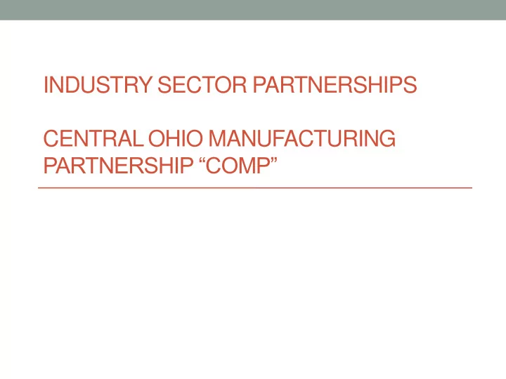 industry sector partnerships