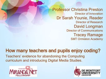 How  ow ma  many  ny te  teac  ache  hers  rs an  and p  d pup  upils en  enjoy  oy cod  oding  ng?