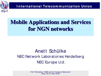 Mobile Applications and Services  Mobile Applications and Services  for NGN networks  for NGN