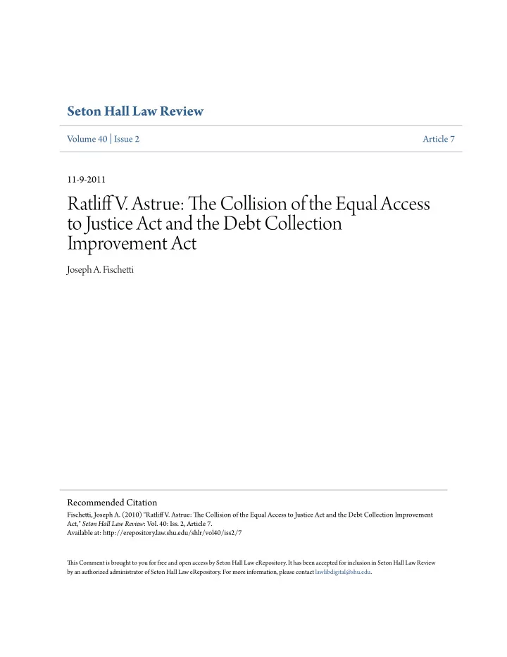 ratlifg v astrue tie collision of the equal access to