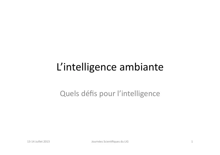 l intelligence ambiante