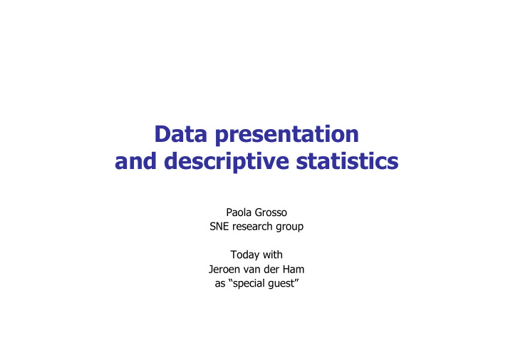 data presentation and descriptive statistics