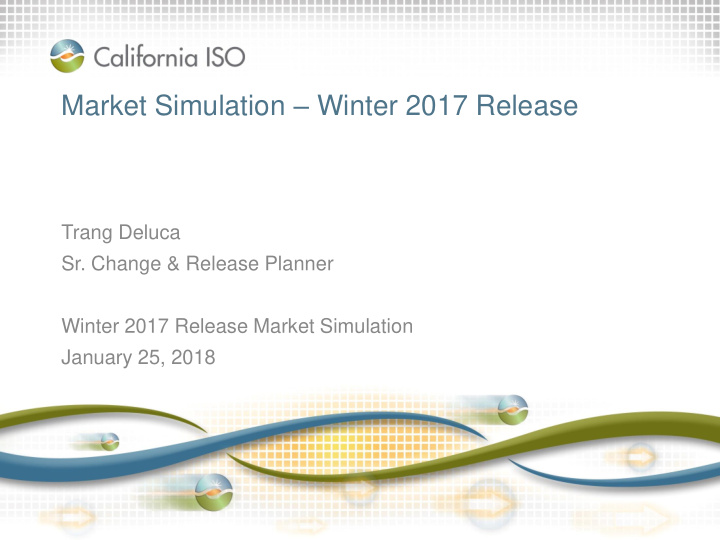 market simulation winter 2017 release