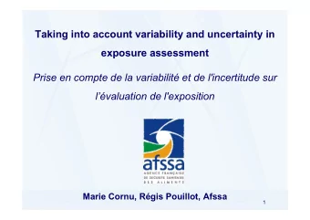 Taking into account variability and uncertainty in  exposure assessment  Prise en compte de la
