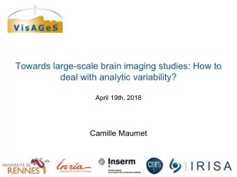 Towards large-scale brain imaging studies: How to  deal with analytic variability?  April 19th,