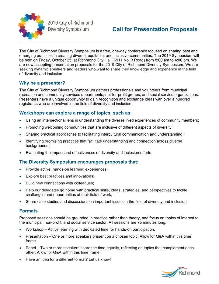 call for presentation proposals