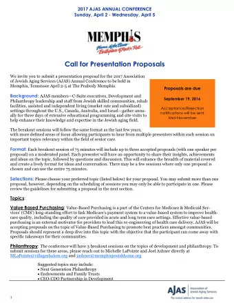 Call for Presentation Proposals  We invite you to submit a presentation proposal for the 2017