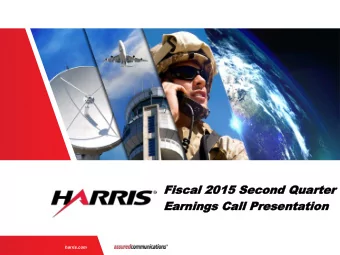 Fisc  Fiscal  al 2015  2015 Second  Second Quarter  Quarter  Ea  Earning  rnings Call  Call Pre