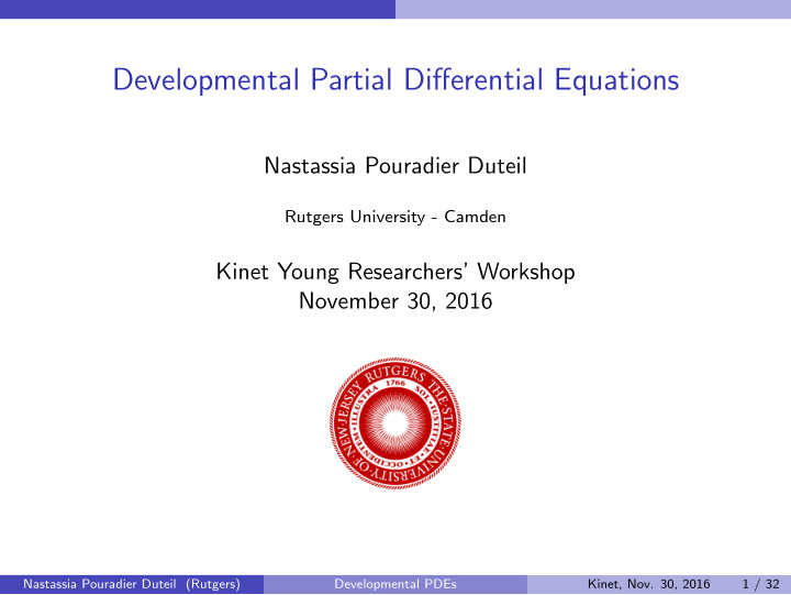 developmental partial differential equations