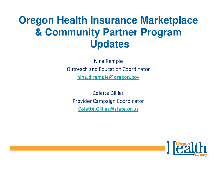 oregon health insurance marketplace community partner