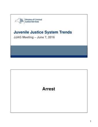Arrest  1  3  June 7, 2016  Juvenile Arrests Down (-53%) Since 2010  14,892  15,000  Rest of State