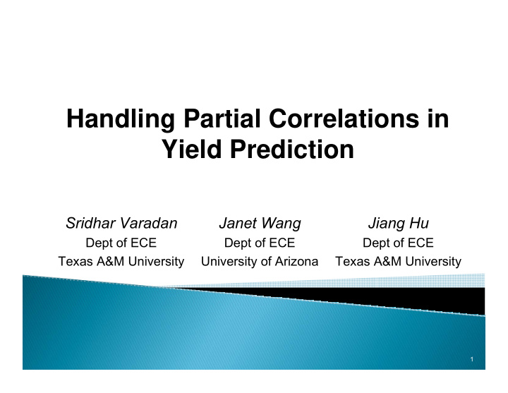 handling partial correlations in yield prediction