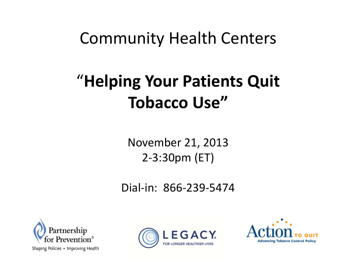 community health centers helping your patients quit