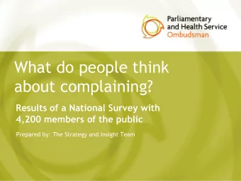 What do people think  about complaining?  Results of a National Survey with  4,200 members of the