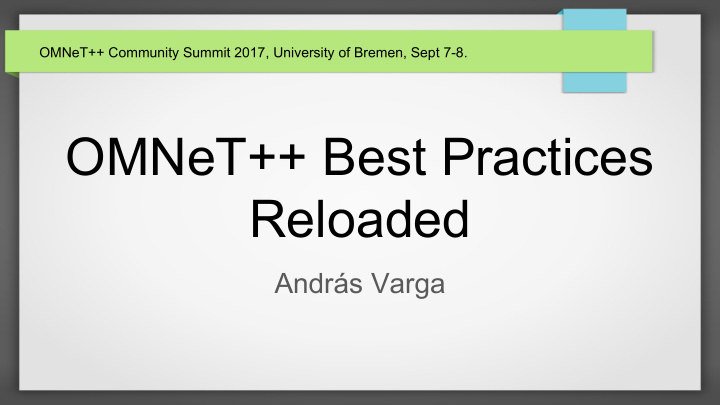 omnet best practices reloaded