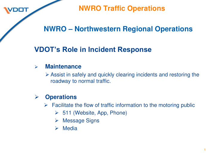 nwro traffic operations