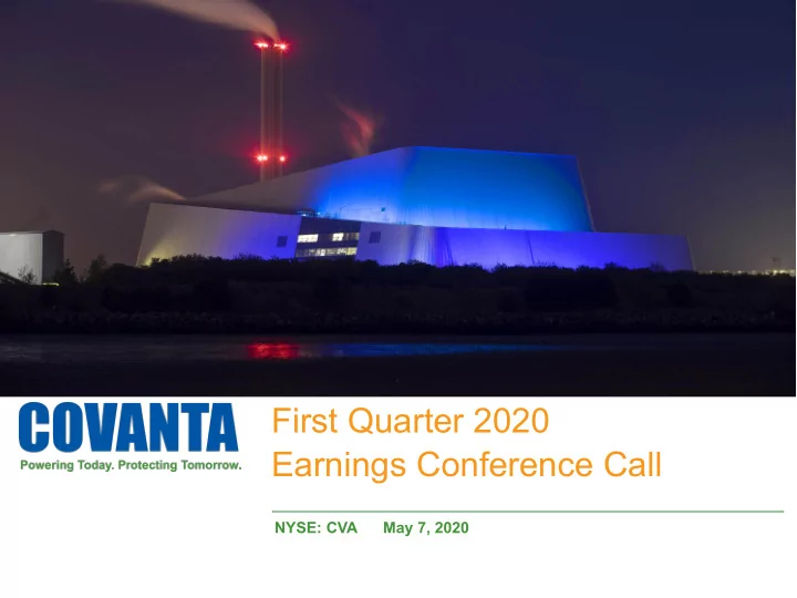 first quarter 2020 earnings conference call