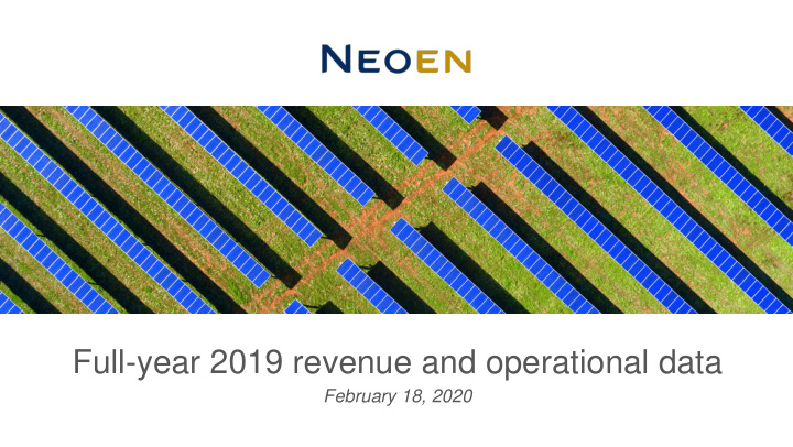 full year 2019 revenue and operational data