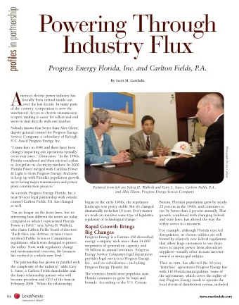 Powering Through  Industry Flux  Progress Energy Florida, Inc. and Carlton Fields, P.A.  By Scott
