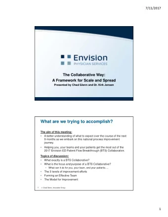 What are we trying to accomplish?  The aim of this meeting:    A better understanding of what to
