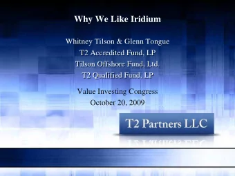 Why We Like Iridium  Whitney Tilson &amp; Glenn Tongue  Whitney Tilson &amp; Glenn Tongue  T2