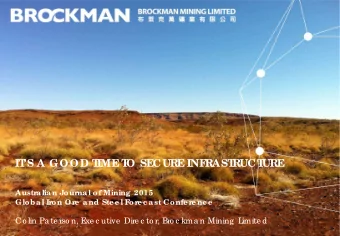 PIL  BARA INF  RAST  RUCT  URE   A NE  W L  ANDSCAPE  IT  S A GOOD T  IME  T  O SE  CURE  INF