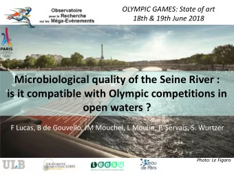 is it compatible with Olympic competitions in  open waters ?  F Lucas, B de Gouvello, JM Mouchel, L