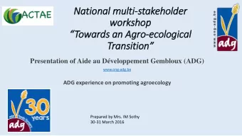 work rkshop Towards an Agro  ro-ecological Transition  Presentation of Aide au Dveloppement