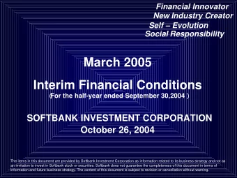 March 2005  Interim Financial Conditions   For the half-year ended September 30,2004