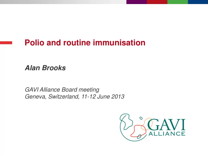 polio and routine immunisation
