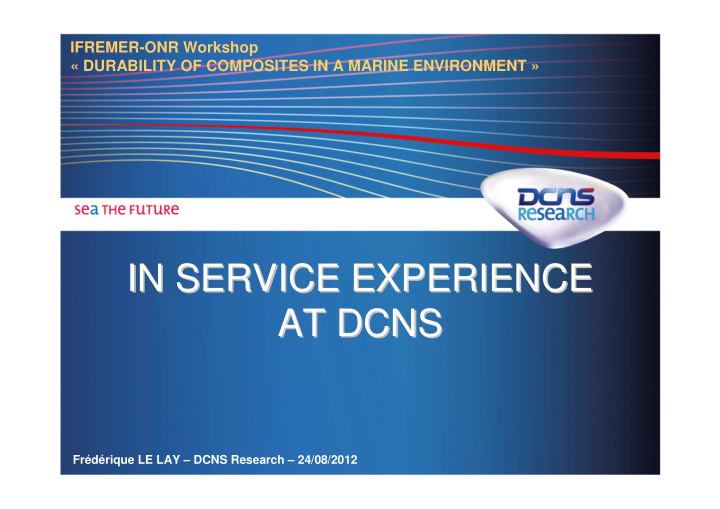 in service experience in service experience at dcns at