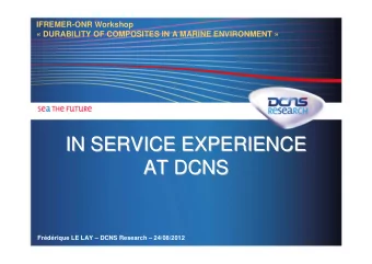 IN SERVICE EXPERIENCE  IN SERVICE EXPERIENCE  AT DCNS  AT DCNS  Frdrique LE LAY  DCNS