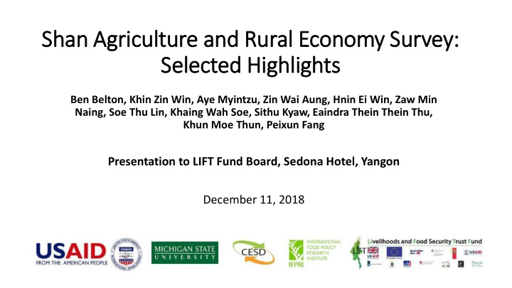 shan an a agriculture an and ru rural e economy s survey