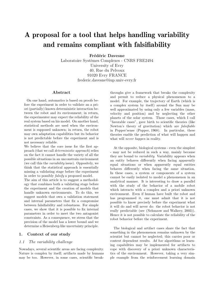 a proposal for a tool that helps handling variability and
