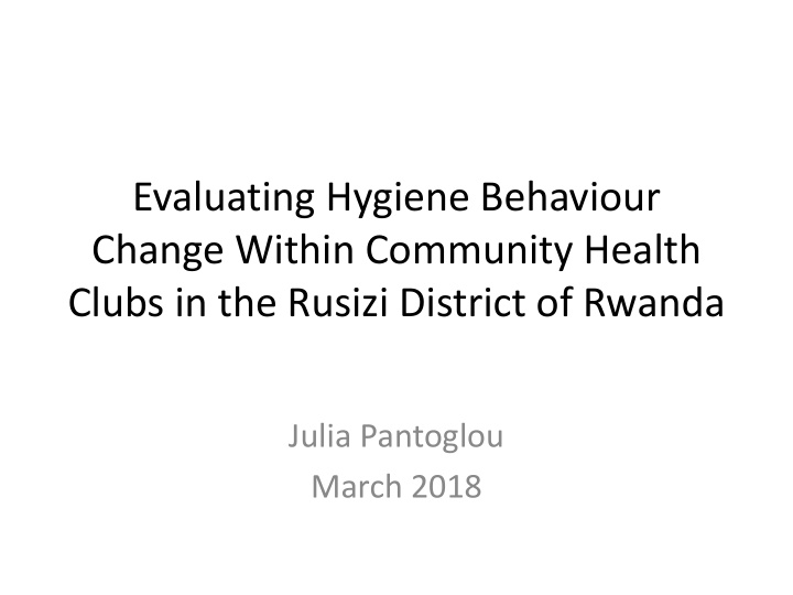 evaluating hygiene behaviour change within community