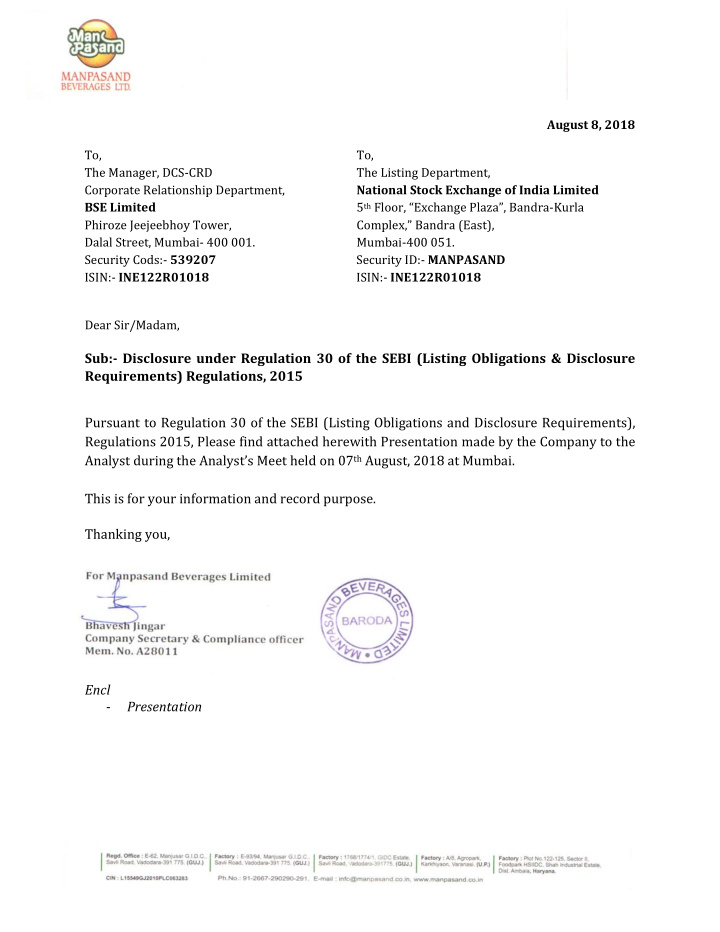 august 8 2018 to to the manager dcs crd the listing