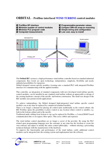 ORBITAL  Profibus interfaced WIND TURBINE control modules  ProfiBus DP interface