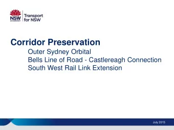 Corridor Preservation  Outer Sydney Orbital  Bells Line of Road - Castlereagh Connection  South