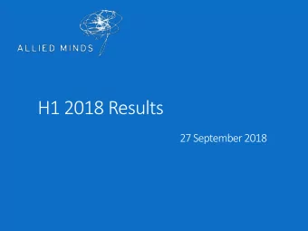 H1 2018 Results  27 September 2018  Disclaimer  The following presentation, including any printed