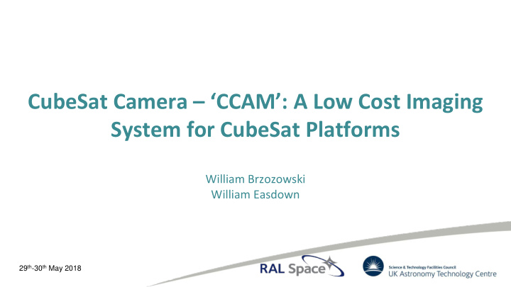 cubesat camera ccam a low cost imaging system for cubesat