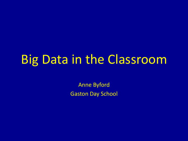big data in the classroom