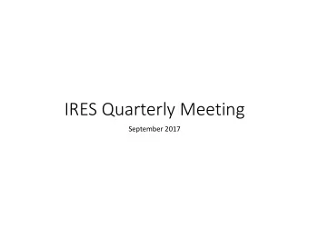 IRES Quarterly Meeting September 2017 State Travel  Traveler Responsibilities  Individuals