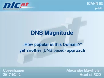 DNS Magnitude  How popular is this Domain? yet another (DNS based) approach  Copenhagen