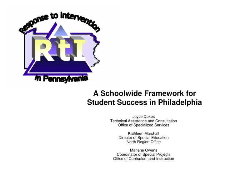 a schoolwide framework for student success in philadelphia